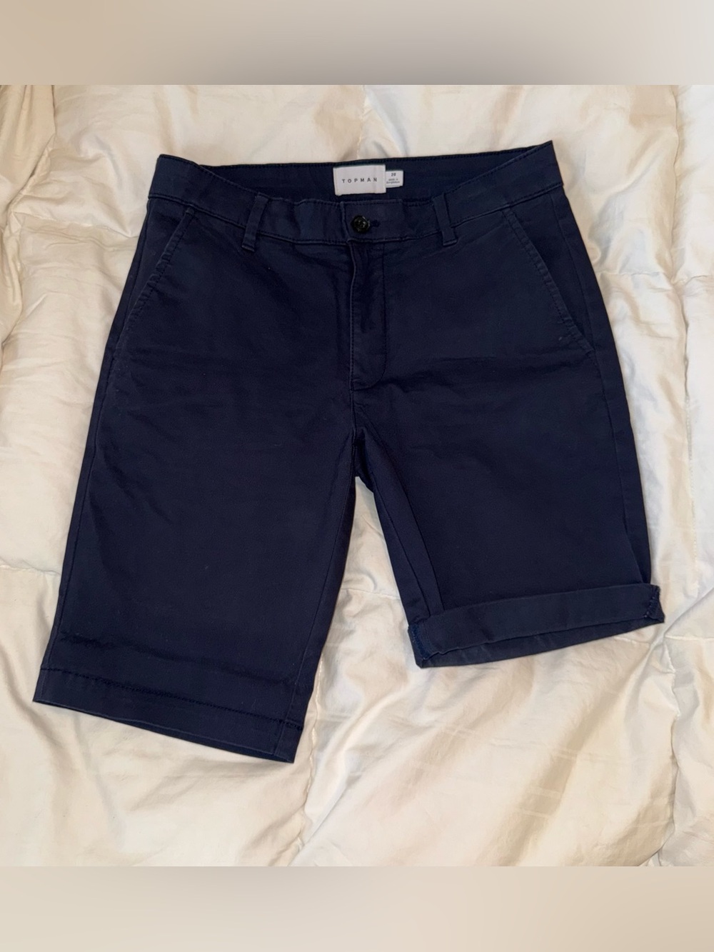 Topman Dark Blue Waistband Chino Shorts